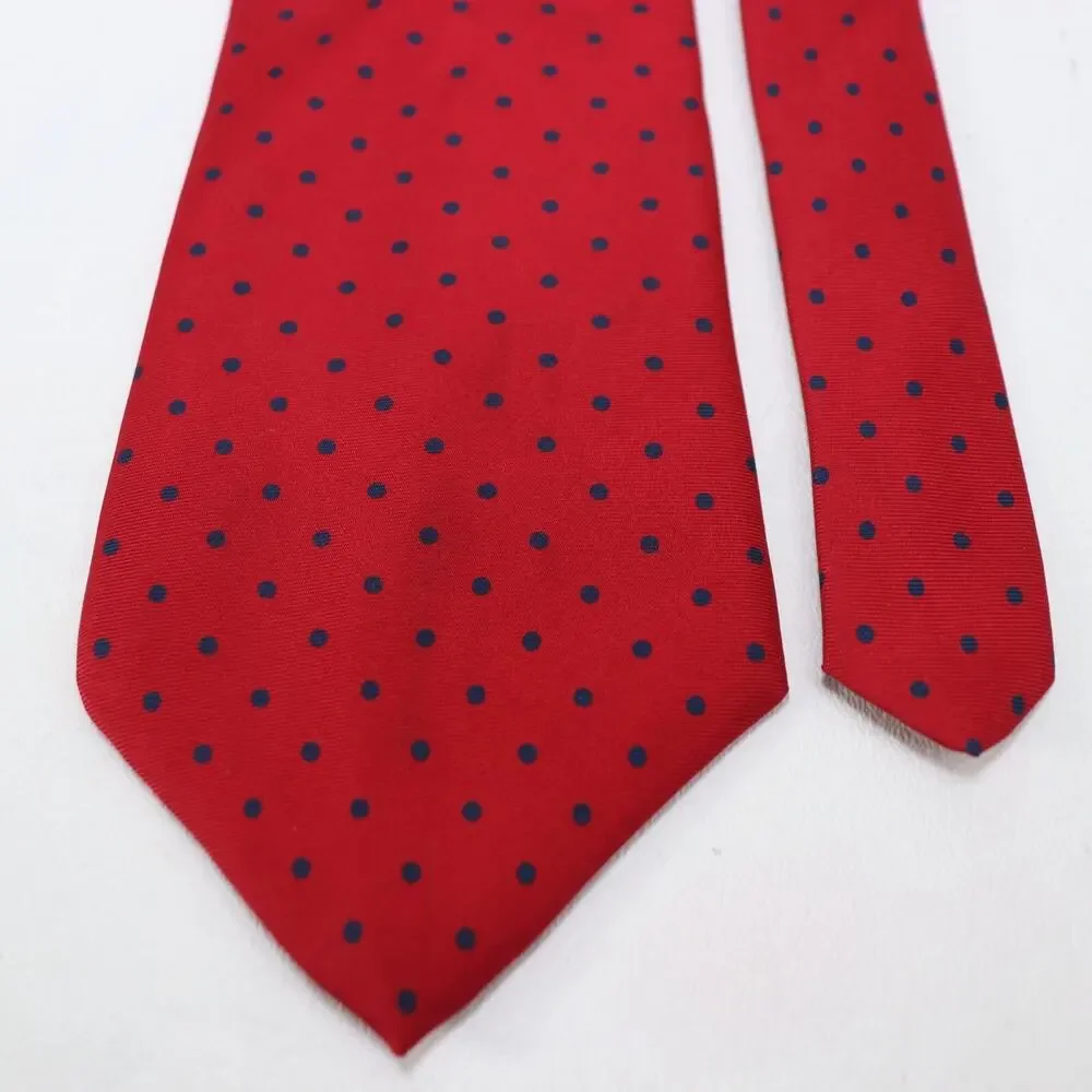 Vtg Bert Pulitzer Power Neck Tie Mens 58 in Silk Red Blue Micro Polka Dot Wide